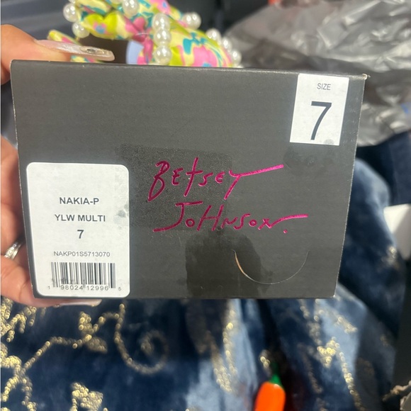 Betsey Johnson Neon Green Floral Pearl-Trim Sandals - Picture 3 of 3